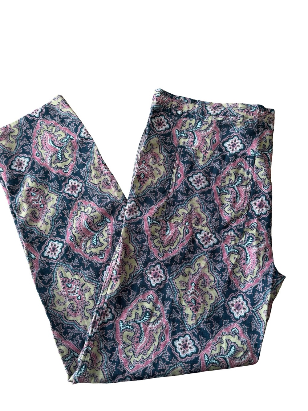 Sundance Catalog Blue Pink Paisley Pull On Pants Womens Size  S